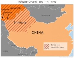 Mapa de la región fronteriza de Sinkiang, China