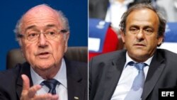 De izquierda a derecha Joseph Blatter y Michel Platini.