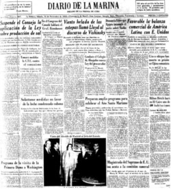 Edición del Diario de la Marina correspondiente al 14 de noviembre de 1953, cinco meses después del asalto al cuartel Moncada.