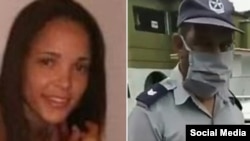 Mileydi Salcedo y el presunto agresor, un capitán de la policía identificado como Rolando. (Facebook/Ángel Moya)