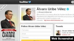 La cuenta de Uribe en Twitter.