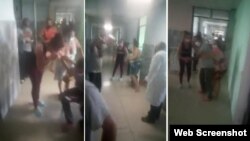 Protesta en el hospital de Sagua la Grande. (Captura de video/Facebook)