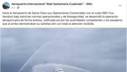 Comunicado en la cuenta oficial de Facebook del Aeropuerto de Santa Clara