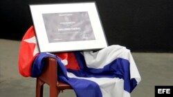 La silla reservada al disidente cubano Guillermo Fariñas permanece vacía durante la ceremonia de entrega del premio Sájarov 2010 del Parlamento Europeo a la libertad de conciencia.