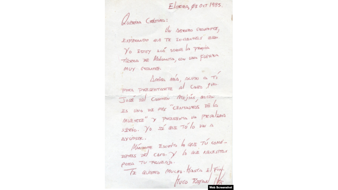 Carta inédita de Chávez a su vidente Cristina Marksman publicada por "El Mundo".
