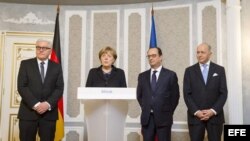 Merkel y Hollande agradecen a Putin que presionara a separatistas en Minsk.