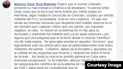 Omar Ruiz Matoses comentario FB