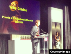 Willy Chirino en la entrega del premio a la Excelencia Musical. Foto Cortesía Omer Pardillo.