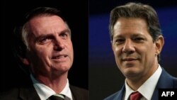 Fotomontaje muestra Jair Bolsonaro (PSL) y Fernando Haddad (PT) - AFP