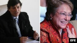 Dos de los nueve actuales candidatos presidenciales chilenos (de izquierda a derecha) el independiente Franco Parisi y la exmandataria Michelle Bachelet, del pacto La Nueva Mayoría