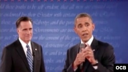 Fotografía del segundo debate presidencial entre Obama y Romney.