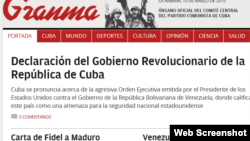 La Habana respondió con una declaración del Gobierno a las sanciones de EEUU contra funcionarios venezolanos.