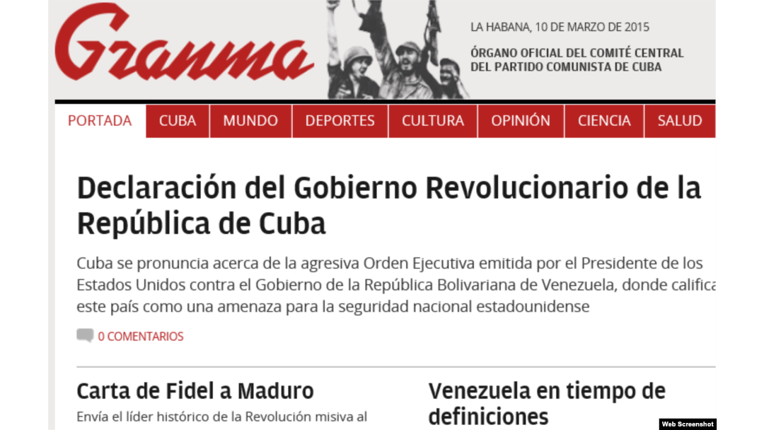 La Habana respondió con una declaración del Gobierno a las sanciones de EEUU contra funcionarios venezolanos.