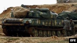 Fotografía de archivo de tanques sirios.