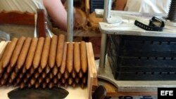 Confección de tabacos en una fábrica de La Habana.