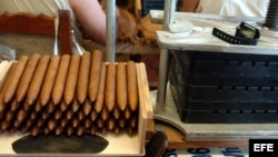 Confección de tabacos en una fábrica de La Habana.