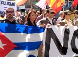 Iliana Hernández, durante una manifestación contra Podemos en Madrid. (Archivo)