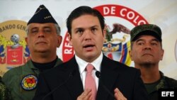 Juan Carlos Pinzón, Ministro de Defensa colombiano en conferencia de prensa