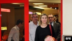 La jefa de la diplomacia de la Unión Europea (UE), Federica Mogherini, a su llegada a La Habana (23 de marzo, 2015).