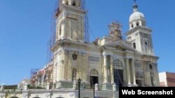 Trabajos de reparación de la Catedral de Santiago de Cuba.
