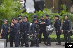 Policía de Singapur cuida instalaciones por la cumbre