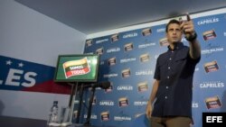  Henrique Capriles en una rueda de prensa en Caracas (Venezuela), donde aceptó el anuncio realizado por el Consejo Nacional Electoral. 