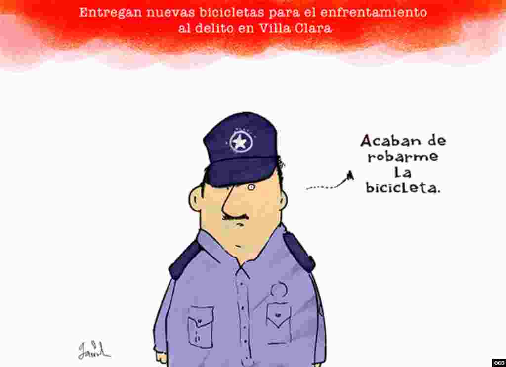 Garrincha's cartoon about new bicycles for police