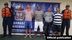 Cuatro cubanos indocumentados detenidos el miércoles por la Armada colombiana en el Golfo de Urabá.