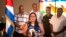 La funcionaria de la cancillería cubana Johana Tablada en una conferencia el 23 de julio de 2019, donde también abordó el tema del "Síndrome de La Habana". Foto AP/Ramón Espinosa)