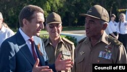 El presidente de la Duma rusa, Serguei Naryshkin, de visita en Cuba. 