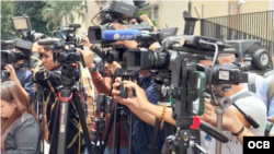 Periodistas en Venezuela en una rueda de prensa en Caracas. 
