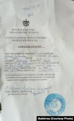 Foto de la citación a Gutiérrez Ledesma
