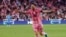 Lio Messi celebra al anotar el primer gol del Inter Miami en su nuevo Nu Stadium.