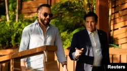 Marco Rubio meets with the president of El Salvador, Nayib Bukele, at his residence at Lake Coatepeque, El Salvador, on Monday, February 3, 2025. (Mark Schiefelbein, Reuters)