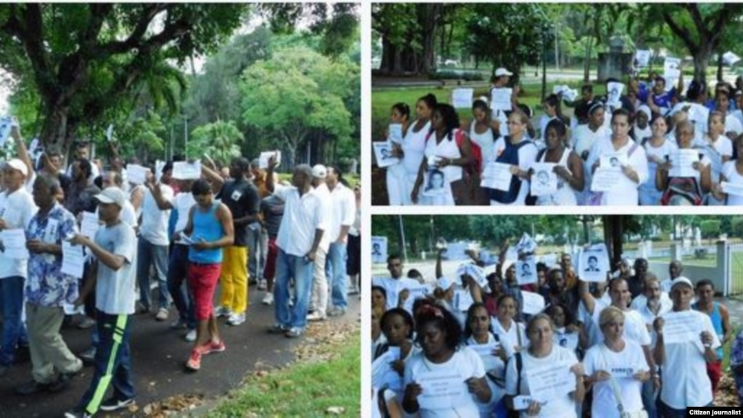 Campaña #TodosMarchamos. Opositores antes del arresto el 22 de noviembre en La Habana. Foto: Ángel Moya.