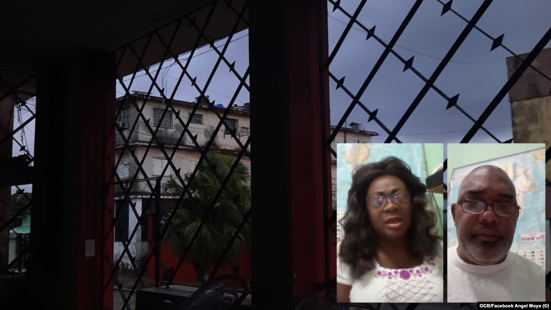 Berta Soler y Ángel Moya denuncian prisión domiciliar impuesta en la sede de las Damas de Blanco, en Lawton, La Habana. (Capturas de video y foto/Facebook Angel Moya)