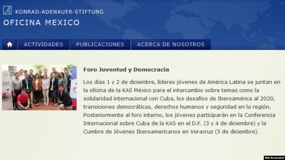 La Fundación Konrad Adenauer promueve el Foro Juventud y Democracia en su página web.
