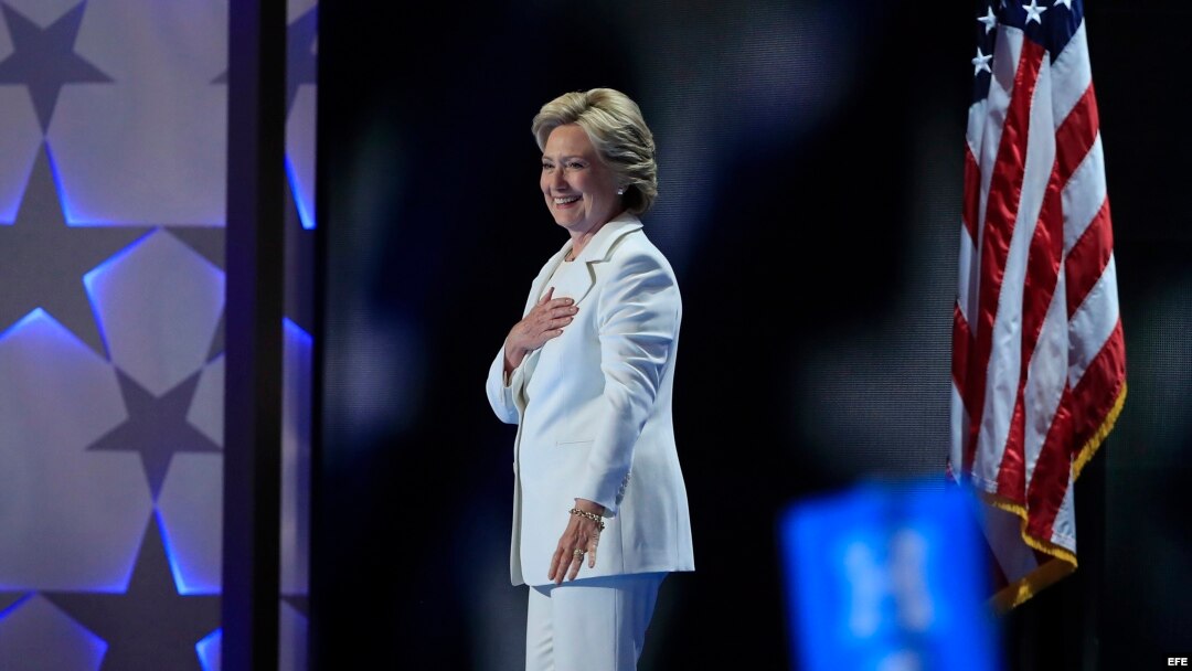 Hillary Clinton, en el último día de la Convención Demócrata en el Wells Fargo Center en Filadelfia (Estados Unidos).
