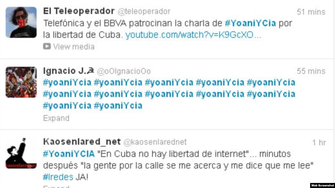 Alguien ha puesto en circulación el hash tag #YoaniYcia, en relación con las habituales acusaciones contra la bloguera de ser agente de la CIA.