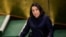 La candidata a dirigir la ONU, Carolyn Rodrigues-Birkett, interviene durante un evento en la sede de la organización mundial, en Nueva York, en julio pasado.