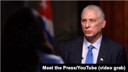 El gobernante cubano Miguel Díaz Canel en entrevista con Kristen Welker para Meet the Press, NBC News. (Meet the Press/YouTube)
