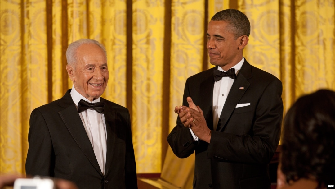 Obama junto a Simon Peres en la Casa Blanca