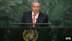 Raúl castro durante su discurso en la Cumbre de Desarrollo Sostenible de la ONU.