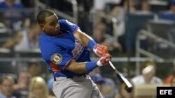 Yoenis Céspedes, de los Atléticos, durante el Clásico de Cuadrangulares de las Estrellas de la MLB el lunes 15 de julio de 2013, en el Citi Field de Nueva York (EE.UU.).