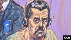 Retrato de Nicolás Maduro en la segunda audiencia ante la corte federal de Nueva York. 