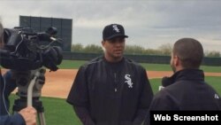 Yoan Moncada, en el entrenamiento.