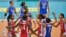 El equipo de voleibol femenino cubano en el Mundial del 2010. 
