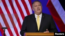 El secretario de Estado Mike Pompeo durant eun discurso en la Sociedad Siam en Bangkok. 