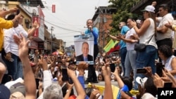 La opositora María Corina Machado en Turén, Venezuela, el 27 de abril de 2024, en una manifestación política. (AFP/María Corina Machado-Oficina de Prensa/José Altuvez).