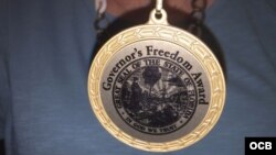 Freedom Award (Medalla de la Libertad) entregada por el gobernador de la Florida, Rick Scott, el jueves, 20 de abril de 2017, a los exprisioneros políticos cubanos Cary Roque, Ángel de Fana y Jorge Luis García Pérez &quot;Antúnez&quot;, por su dedicación a la causa cubana.<br />
&nbsp;<br />
&nbsp;